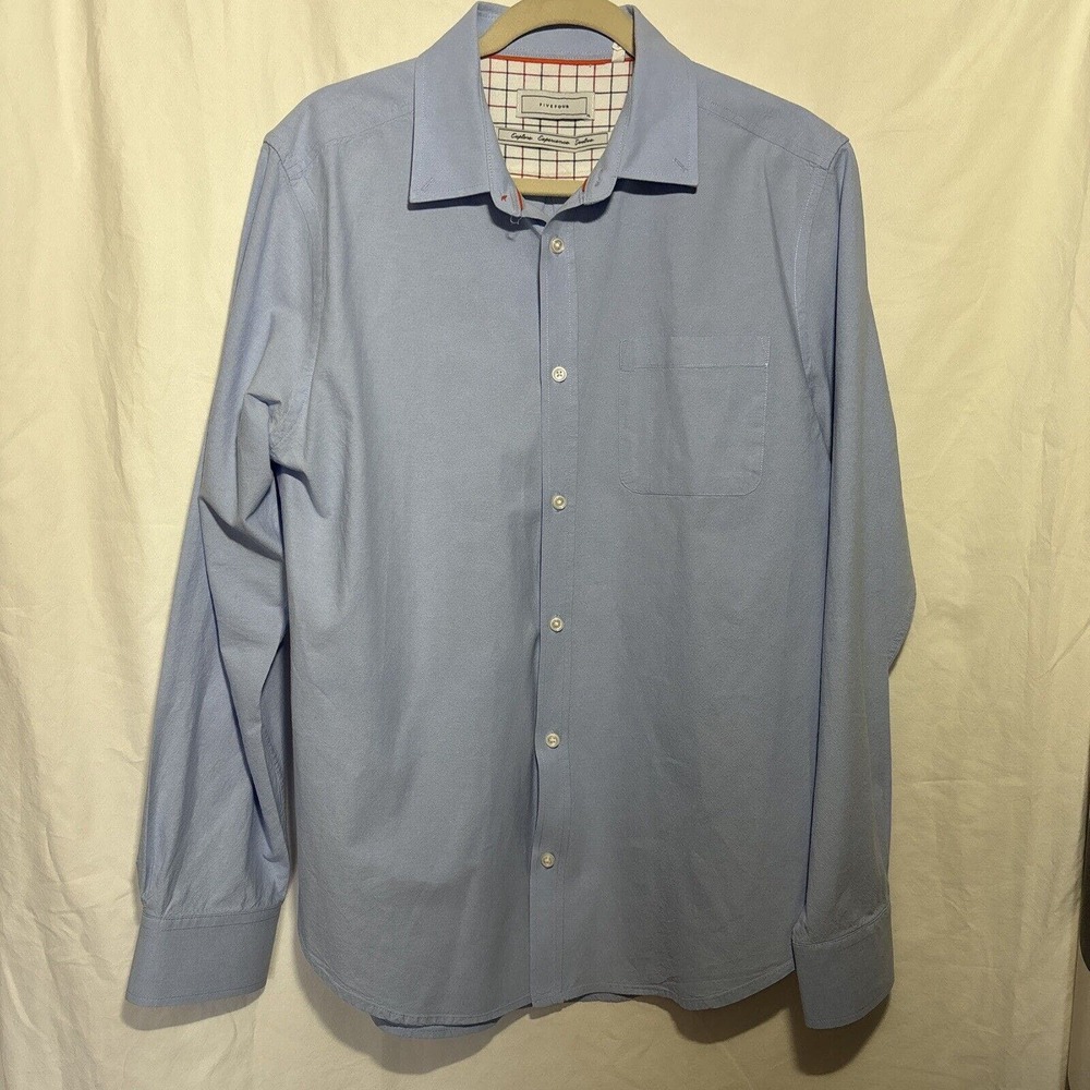 Men's FIVE FOUR Matteson Blue Cotton Long Sleeve Shirt Size XL‎ EUC L15